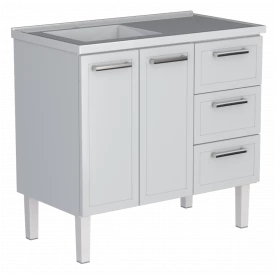 Gabinete Aço C/ Pia Branca Apolo Flat 1,20 Branco 1788 Cozimax