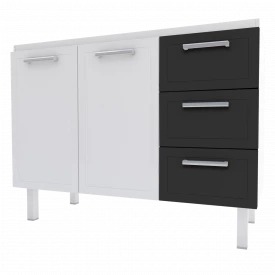 Gabinete De Aço P/ Pia Apolo Flat 3G 1,20 Preto 1545 Cozimax
