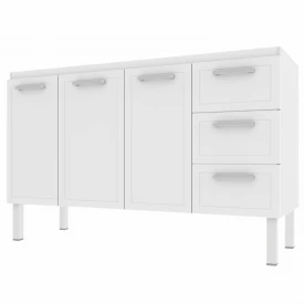 Gabinete De Aço P/ Pia 1,40 Apolo 3G Flat Branco 1546 Cozimax