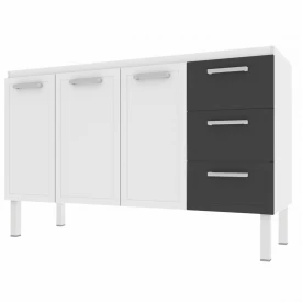 Gabinete De Aço P/ Pia 1,40 Apolo 3G Flat Preto 1547 Cozimax