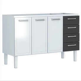 Gabinete De Aço P/ Pia 1,60 Apolo Flat 4G Preto 1739 Cozimax