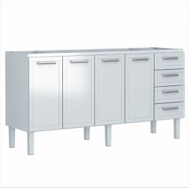 Gabinete De Aço P/ Pia 2,0 Apolo Flat 4G Branco 1742 Cozimax