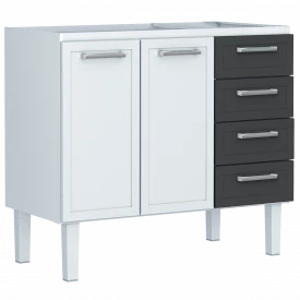 Gabinete De Aço P/ Pia 1,20 Apolo Flat 4G Preto 1733 Cozimax