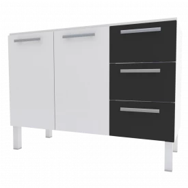 Gabinete De Aço P/ Pia 1,20 Venus 3G Flat Preto 1557 Cozimax