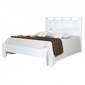 Cama Casal 1,40 Genova Detalhe Espelho Branco Vitamov