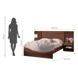 Cama Casal Zara com Mesa de Cabeceira Jacaranda Robel Móveis FORA DE LINHA
