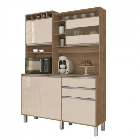 Kit Armario Cozinha Smart 05 Portas Cod. 6005 Freijo/Off White Vitamov
