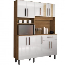 Kit Armario Cozinha Supreme 1462mm 10 Portas Freijo/Branco FORA DE LINHA