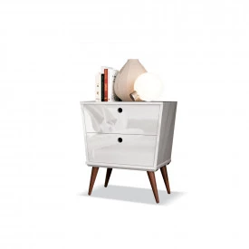 Mesa de Cabeceira Dream Branco 3012 Pés em Madeira EDN 