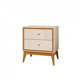Mesa de Cabeceira Lucca 2 Gavetas Off White Cedro 47621 EDN