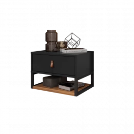 Mesa de Cabeceira Sigma Preto Noce Casa D Móveis Quarto