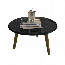 Mesa de Centro Brilhante Bechara Nero 03 Pés Sala
