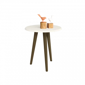 Mesa Lateral Brilhante Bechara Off White 3 Pés 2075261 Sala