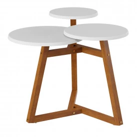 Mesa Lateral Classic 3 Tampos Tebarrot Branco Nature Sala