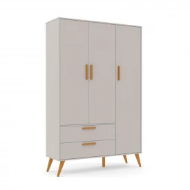Roupeiro 03 Ptas Retrô Matic Cinza Eco Wood 70507 Quarto Bebe
