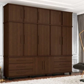 Guarda Roupa Triplex Prisma 5 Ptas Noce 06000NC Fabrimóveis