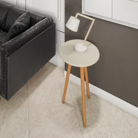 Mesa de Apoio Brilhante Bechara Off White3 Pés 2075262 Sala