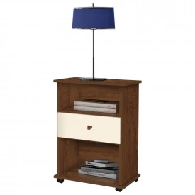 Mesa de Cabeceira Otto C 1 Gaveta  Mel Pérola Primus Móveis Quarto 