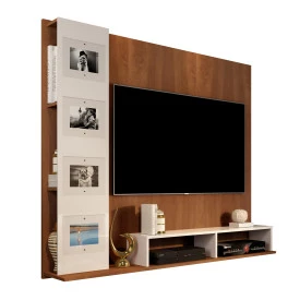 Painel Estrela Freijo Off White C 1 Prateleira Ripado 3 D Giga Moveis