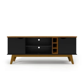 Rack Prism com Adega 1.6 Preto Cumaru Patrimar Móveis Sala 