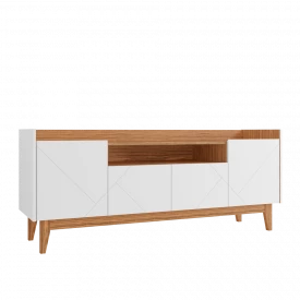 Rack Adria 4 Portas Branco Noce Casa D Móveis Sala