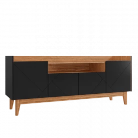 Rack Adria 4 Portas Preto Noce Casa D Móveis Sala