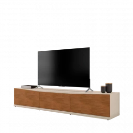 Rack Eros 2.2 Off White/Cedro 3 Gavetas Casa D Móveis Sala