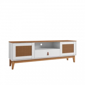 Rack Esmeralda 2 Portas Branco Noce Casa D Móveis Sala