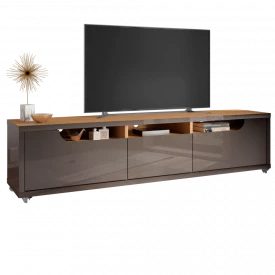 Rack Jersey 2.2 3 Gavetas Cinza Perola Noce Casa D Móveis