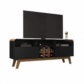 Rack Larimar com Adega Preto Fosco Cinamomo 2075687 Bechara 