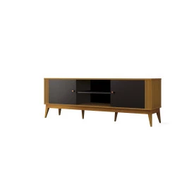 Rack Legacy 1.6 Cedro Natural Preto 777176 EDN Móveis