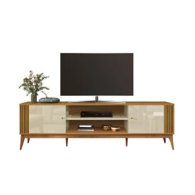 Rack Legacy 2.0 Off White Cedro Natural 776162 EDN Móveis