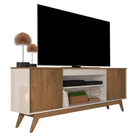 Rack Retro com 2 Portas Malibu Wood Off White Freijo 178544 Giga Moveis