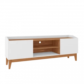 Rack Ravena 1.6 Branco/Noce 2 Portas Casa D Móveis 