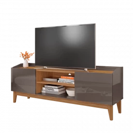 Rack Ravena 1.6 Cinza Perola/Noce 2 Portas Casa D Móveis 