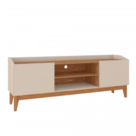 Rack Ravena 1.6 Off White/Noce 2 Portas Casa D Móveis 