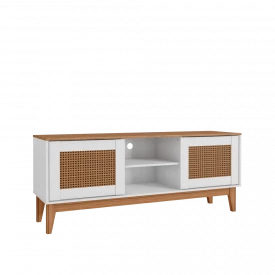 Rack Safira 2 Portas Branco Noce Casa D Móveis Sala