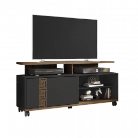 Rack Topázio Bechara Madeira R Preto 2075454 Sala 