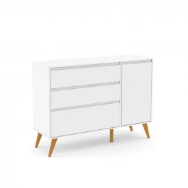 Comoda Com Porta Retrô Clean Matic Branco Soft Eco Wood 20000