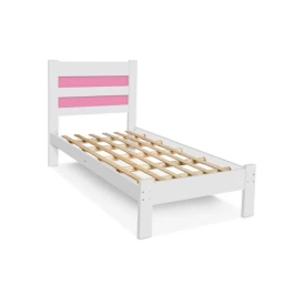 Cama Solteiro Lara 0,80/0,90 Atraente - Branco/Rosa